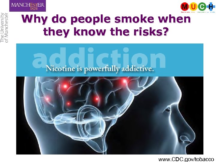 Why do people smoke when they know the risks? www. CDC. gov/tobacco 