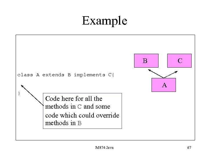 Example B C class A extends B implements C{ A } Code here for