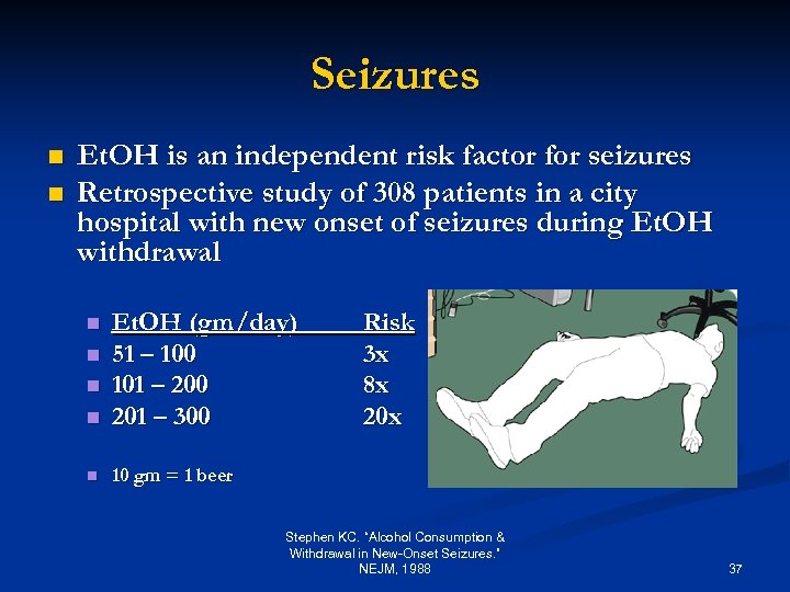 Seizures n n Et. OH is an independent risk factor for seizures Retrospective study