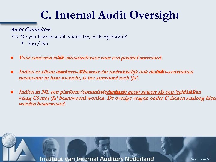C. Internal Audit Oversight Audit Committee C 5. Do you have an audit committee,