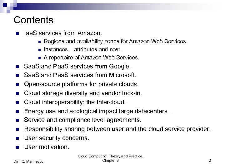 Contents n Iaa. S services from Amazon. n n n n Regions and availability