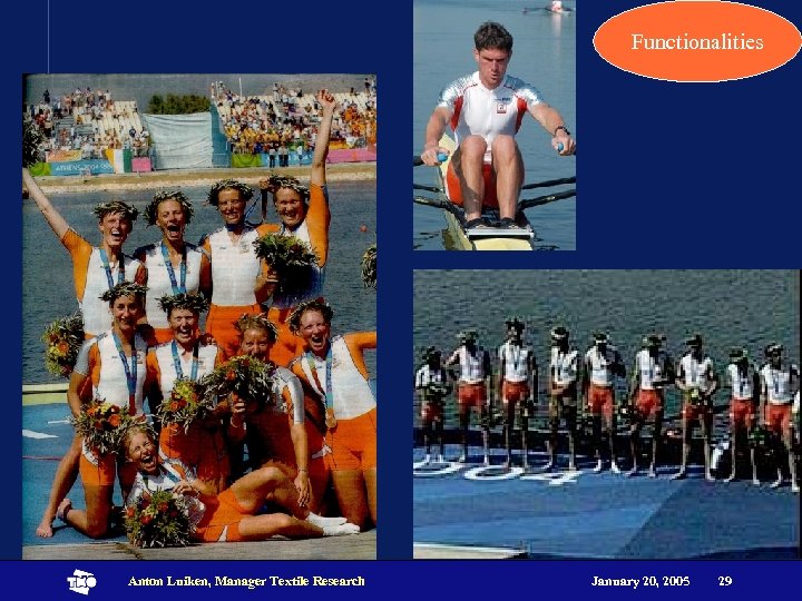 Functionalities Anton Luiken, Manager Textile Research January 20, 2005 29 