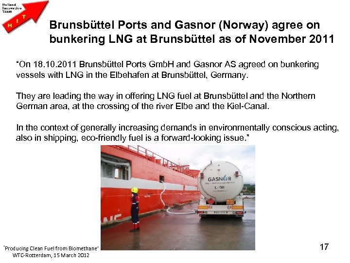 Brunsbüttel Ports and Gasnor (Norway) agree on bunkering LNG at Brunsbüttel as of November