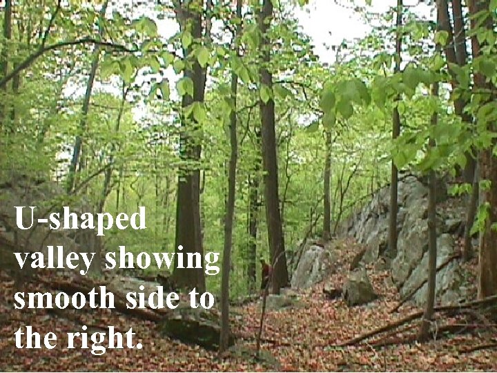 U-shaped valley showing smooth side to the right. 