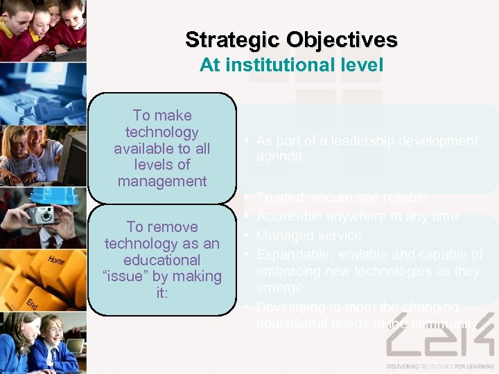 Strategic Objectives At institutional level To make technology available to all levels of management