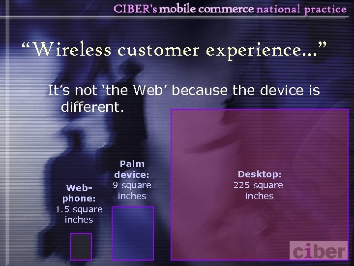 “Wireless customer experience. . . ” It’s not ‘the Web’ because the device is