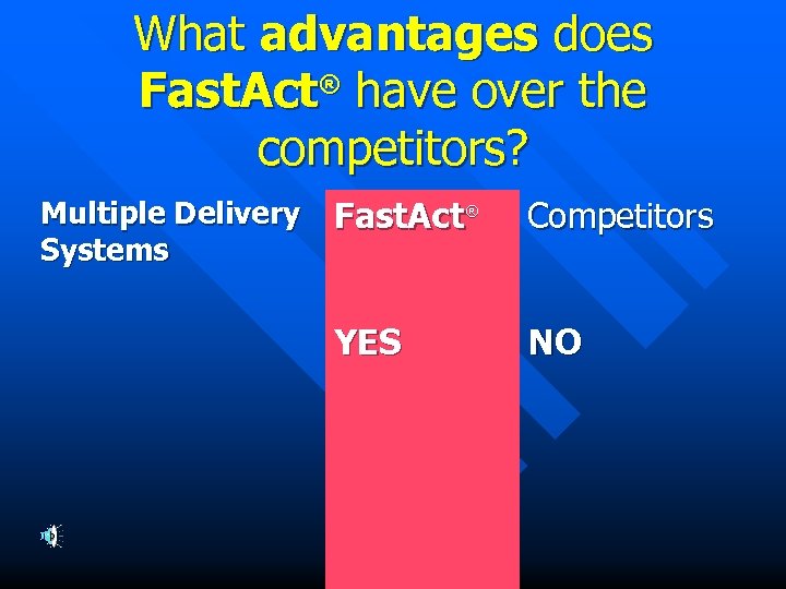 What advantages does Fast. Act® have over the competitors? Multiple Delivery Systems Fast. Act®