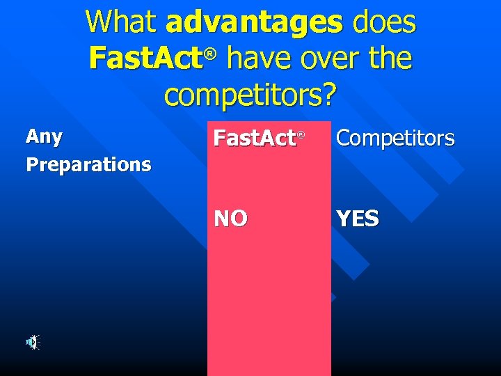 What advantages does Fast. Act® have over the competitors? Any Preparations Fast. Act® Competitors