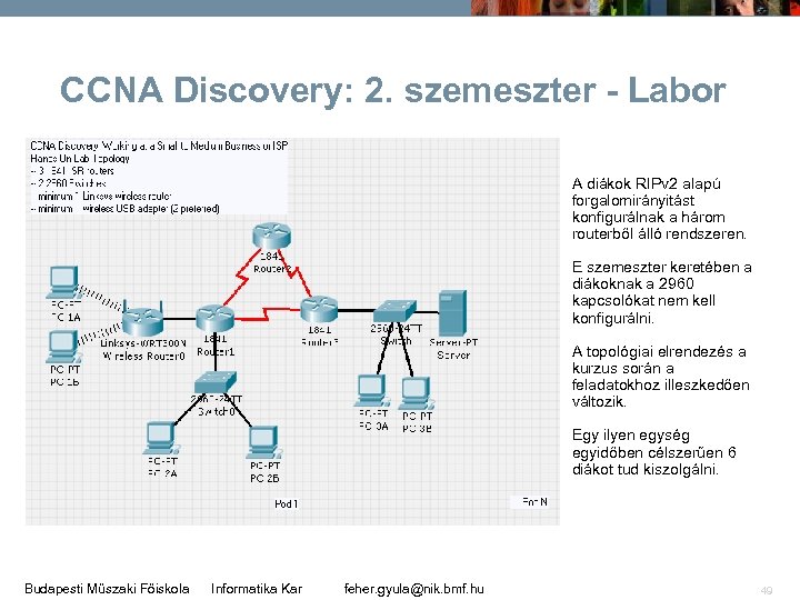CCNA Discovery: 2. szemeszter - Labor A diákok RIPv 2 alapú forgalomirányitást konfigurálnak a