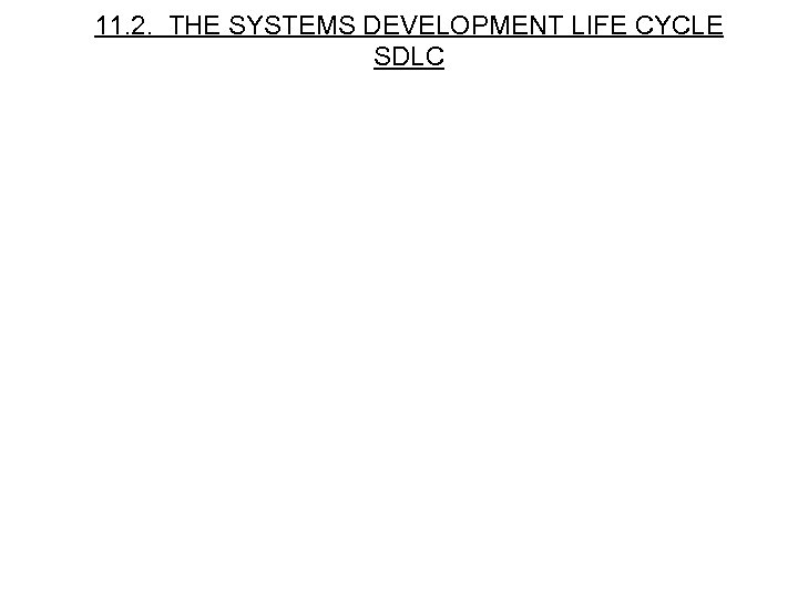 11. 2. THE SYSTEMS DEVELOPMENT LIFE CYCLE SDLC 