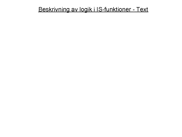 Beskrivning av logik i IS-funktioner - Text 