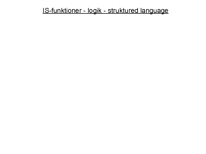 IS-funktioner - logik - struktured language 