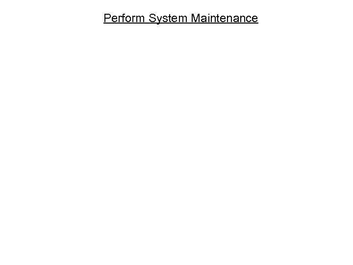 Perform System Maintenance 