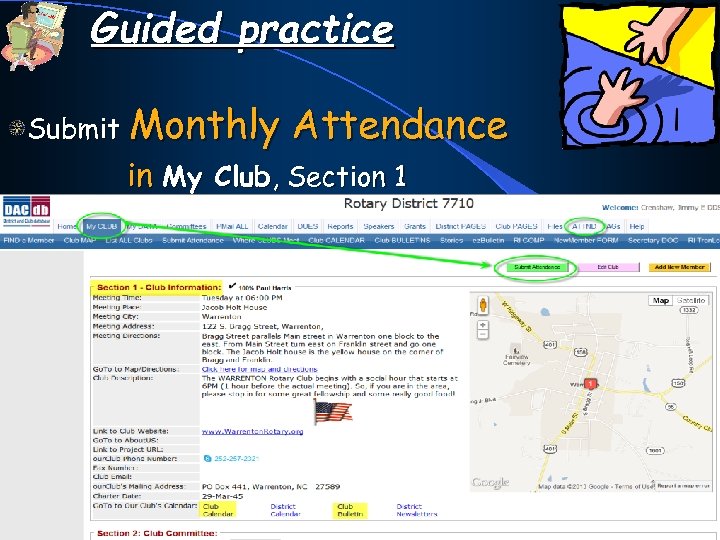 Guided practice Submit Monthly Attendance in My Club, Section 1 