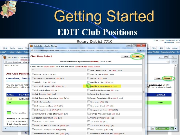 Getting Started EDIT Club Positions 