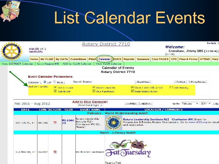 List Calendar Events 53 