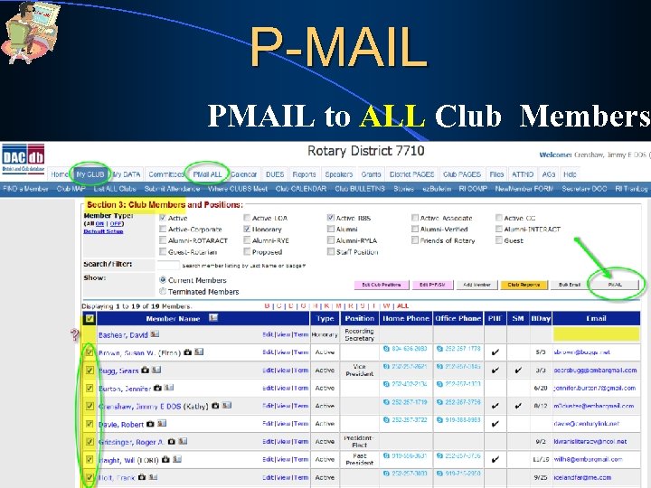 P-MAIL PMAIL to ALL Club Members 