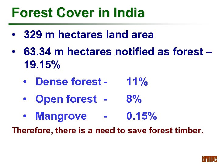 Forest Cover in India • 329 m hectares land area • 63. 34 m