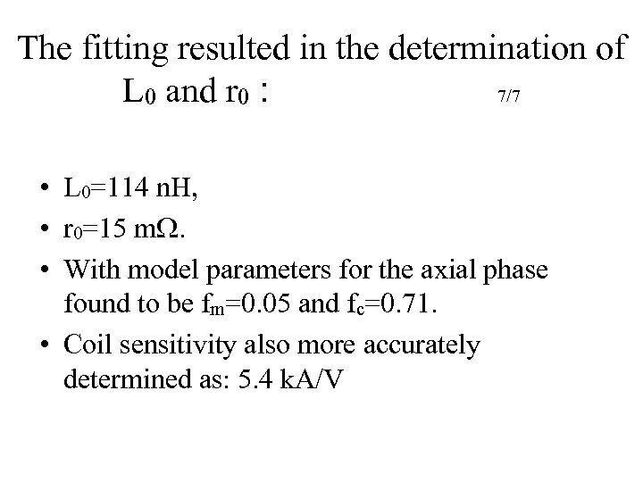 The fitting resulted in the determination of L 0 and r 0 : 7/7