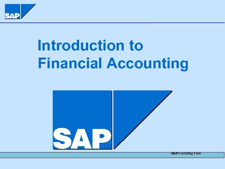 Introduction to Financial Accounting ERP Consulting Team FI 01. ppt - 1 