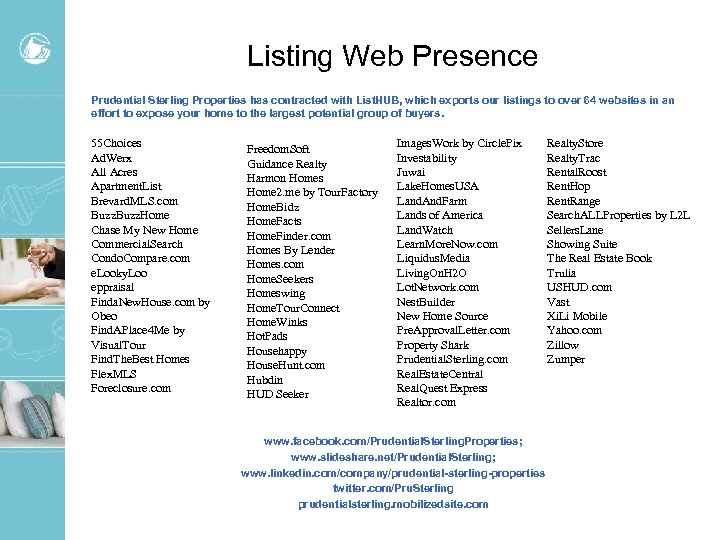Listing Web Presence Prudential Sterling Properties has contracted with List. HUB, which exports our