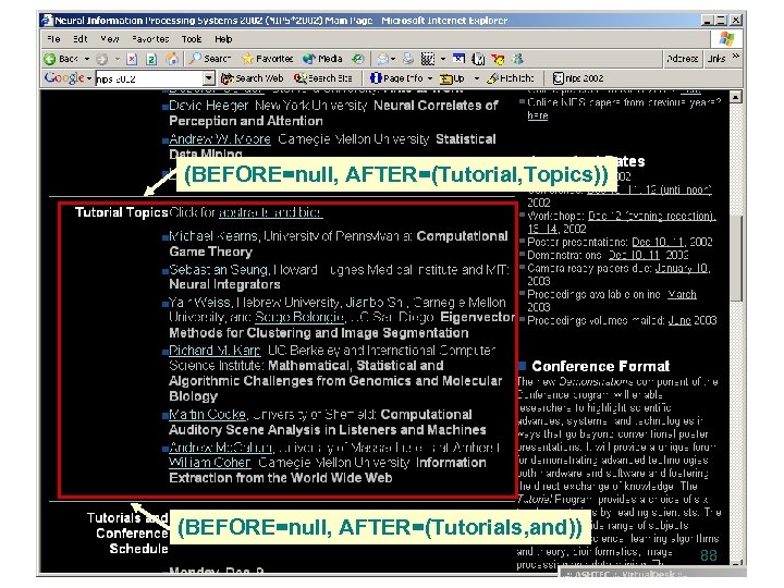 (BEFORE=null, AFTER=(Tutorial, Topics)) (BEFORE=null, AFTER=(Tutorials, and)) 88 