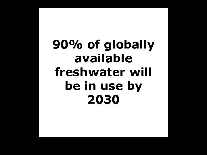 90% of globally available freshwater will be in use by 2030 