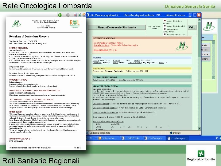 Rete Oncologica Lombarda Reti Sanitarie Regionali 