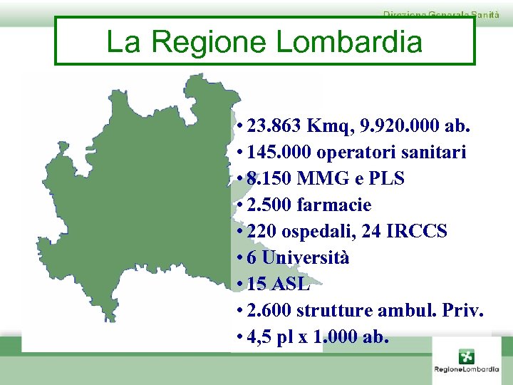 La Regione Lombardia • 23. 863 Kmq, 9. 920. 000 ab. • 145. 000