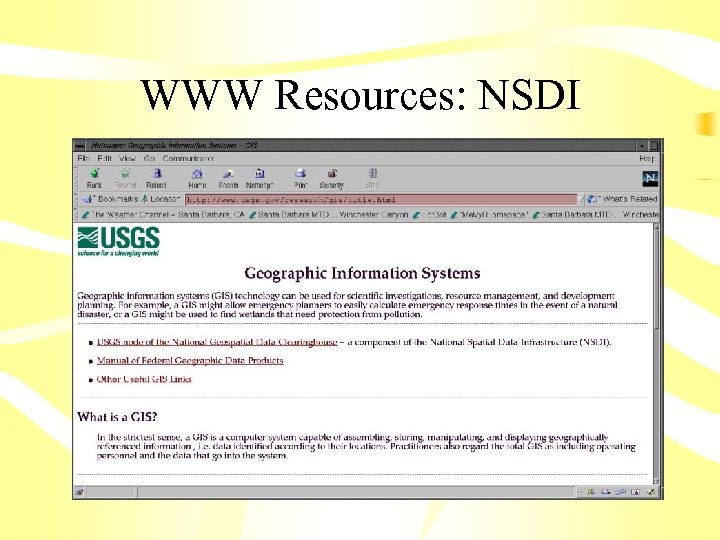 WWW Resources: NSDI 