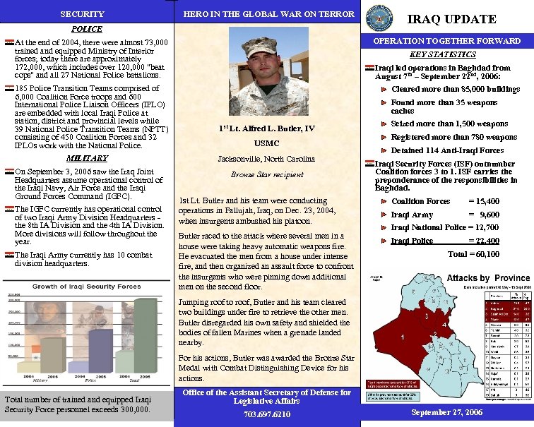 SECURITY HERO IN THE GLOBAL WAR ON TERROR POLICE IRAQ UPDATE At the end