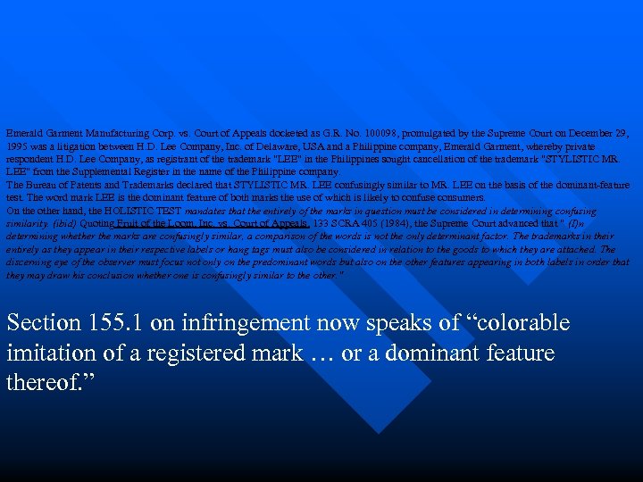 Emerald Garment Manufacturing Corp. vs. Court of Appeals docketed as G. R. No. 100098,