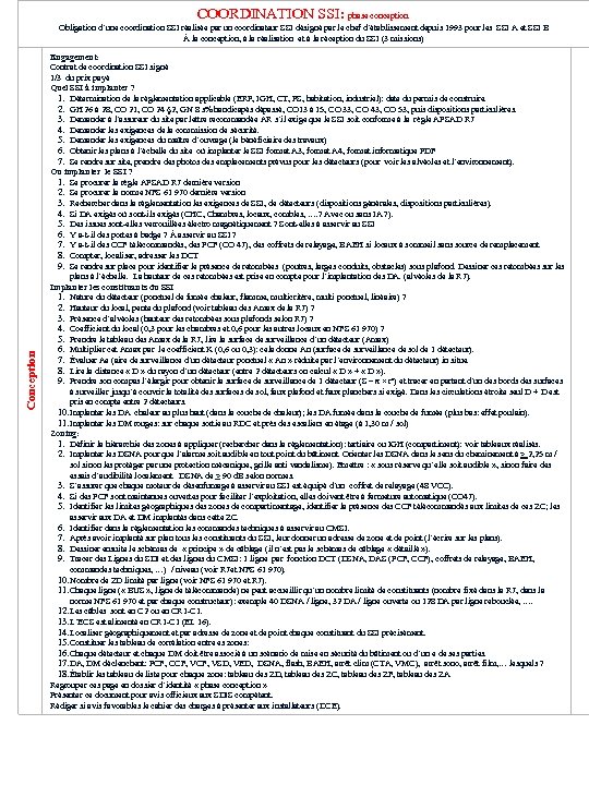 COORDINATION SSI: Conception phase conception. Obligation d’une coordination SSI réalisée par un coordinateur SSI