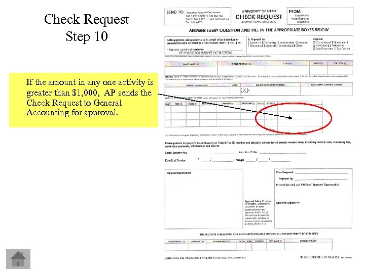 Check Request Step 10 If the amount in any one activity is greater than