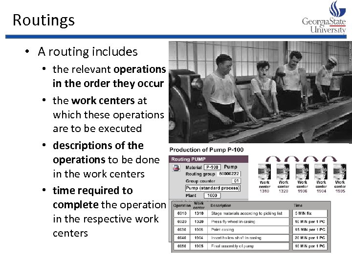 Routings • A routing includes • the relevant operations in the order they occur