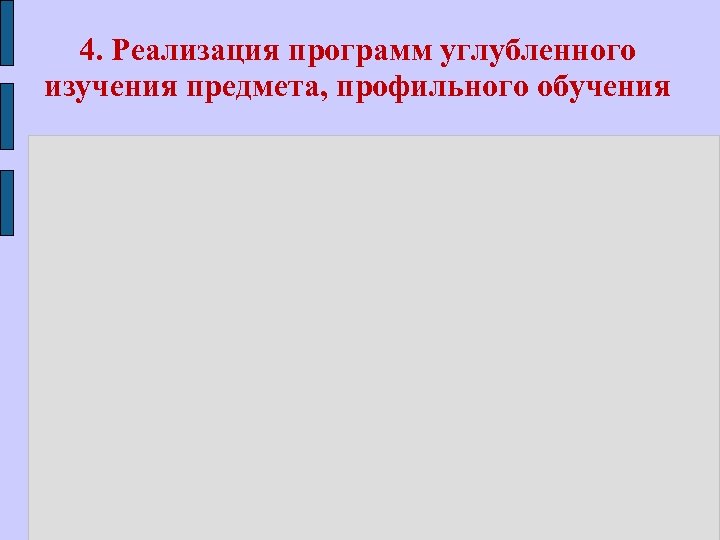 4. Реализация программ углубленного изучения предмета, профильного обучения 