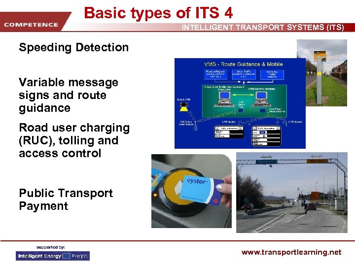 Basic types of ITS 4 INTELLIGENT TRANSPORT SYSTEMS (ITS) Speeding Detection Variable message signs