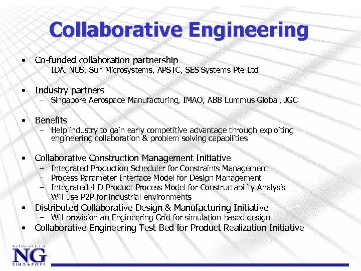 Collaborative Engineering • Co-funded collaboration partnership • Industry partners • Benefits • Collaborative Construction