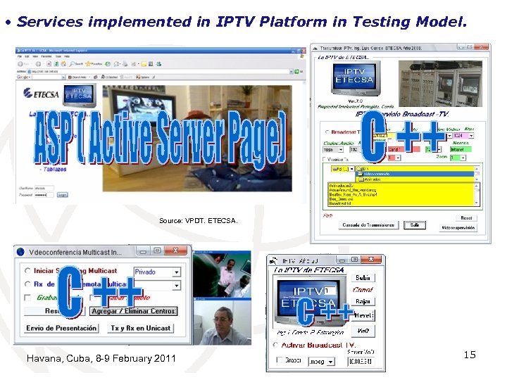  • Services implemented in IPTV Platform in Testing Model. Source: VPDT. ETECSA. Havana,