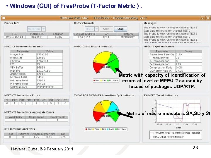  • Windows (GUI) of Free. Probe (T-Factor Metric ). t of en end