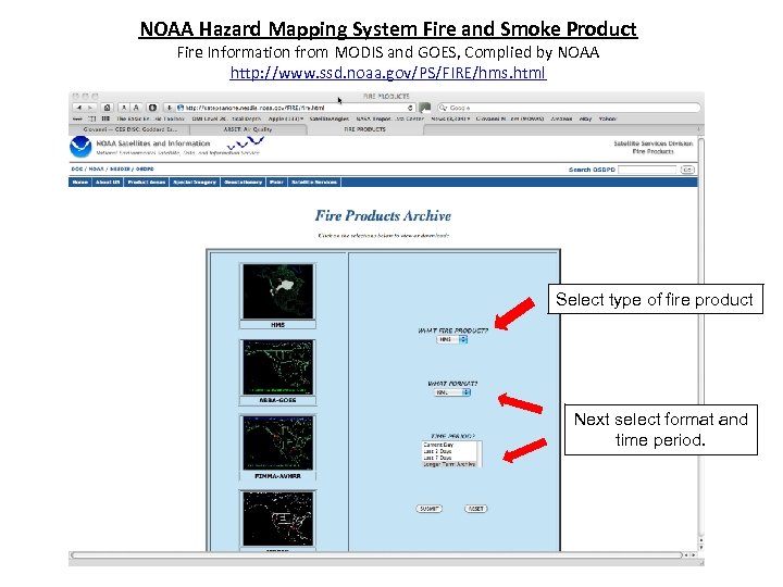 NOAA Hazard Mapping System Fire and Smoke Product Fire Information from MODIS and GOES,