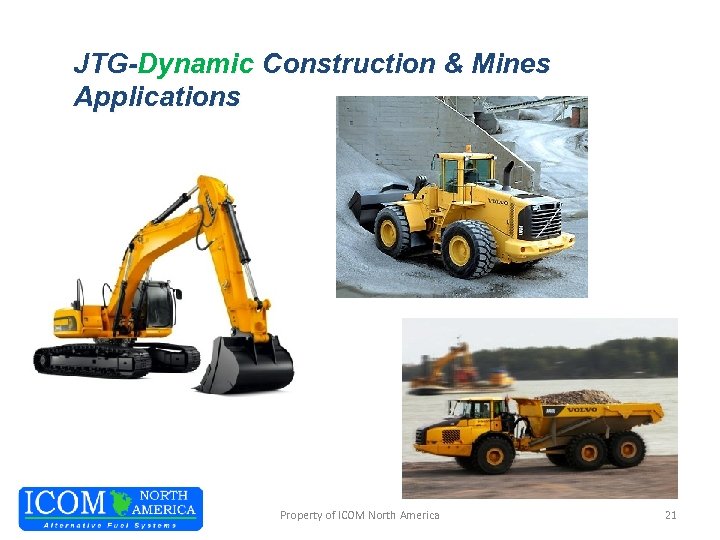 JTG-Dynamic Construction & Mines Applications Property of ICOM North America 21 