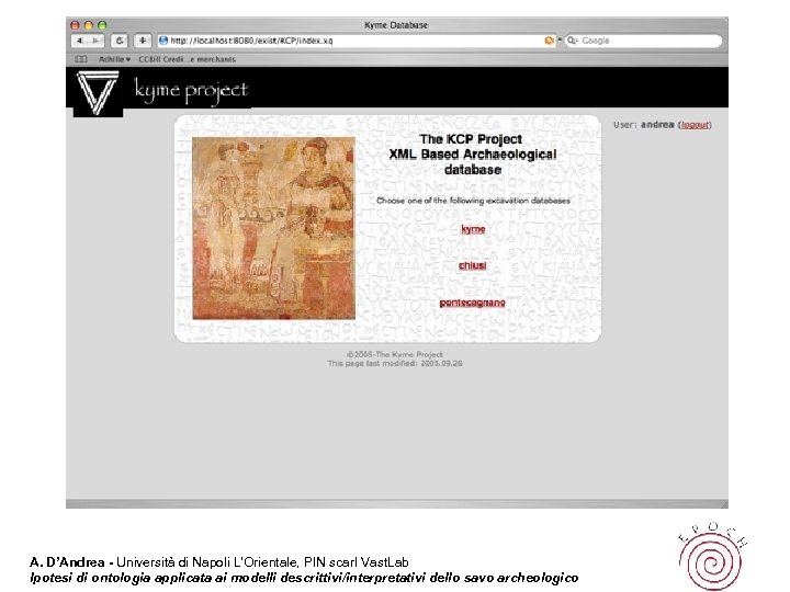 A. D’Andrea - Università di Napoli L’Orientale, PIN scarl Vast. Lab Ipotesi di ontologia