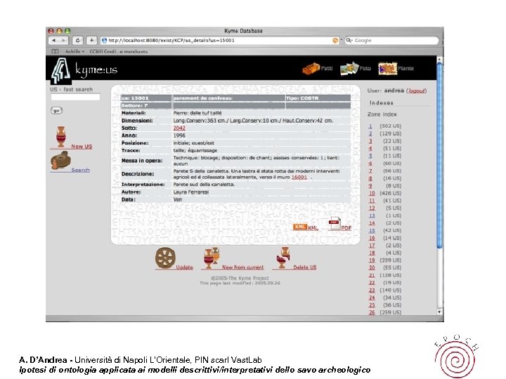 A. D’Andrea - Università di Napoli L’Orientale, PIN scarl Vast. Lab Ipotesi di ontologia