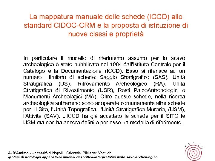 La mappatura manuale delle schede (ICCD) allo standard CIDOC-CRM e la proposta di istituzione