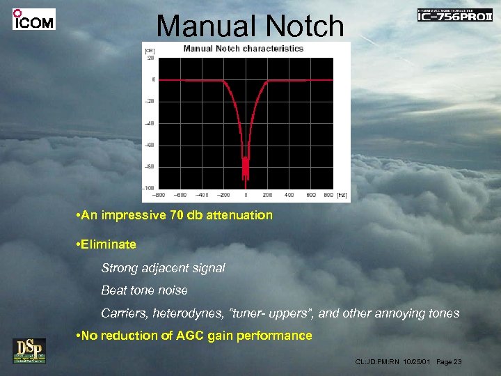 Manual Notch • An impressive 70 db attenuation • Eliminate Strong adjacent signal Beat