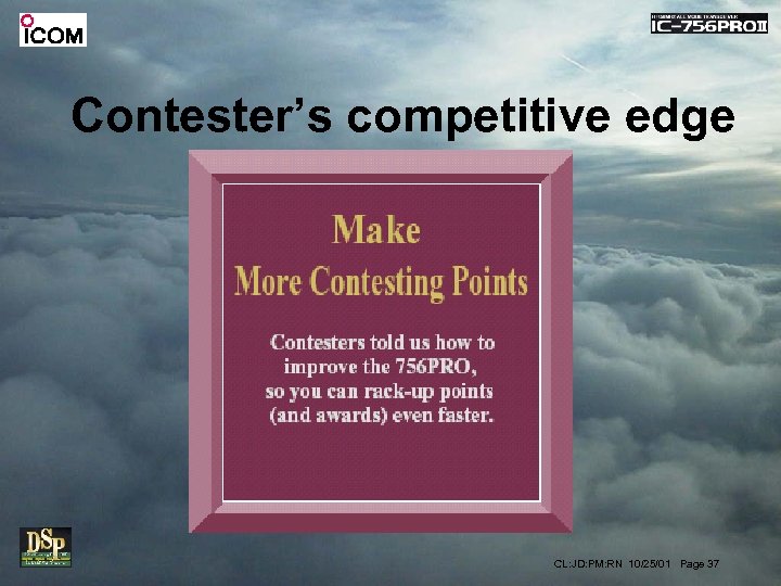 Contester’s competitive edge CL: JD: PM: RN 10/25/01 Page 37 