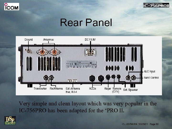 Rear Panel Very simple and clean layout which was very popular in the IC-756