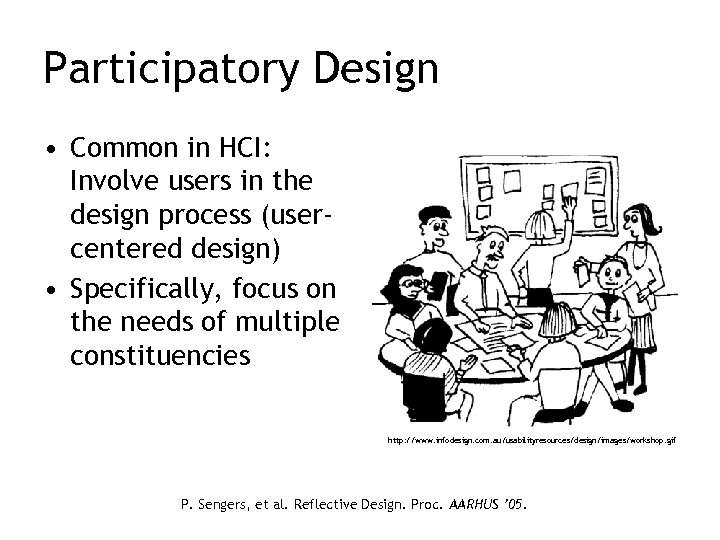 Participatory Design • Common in HCI: Involve users in the design process (usercentered design)