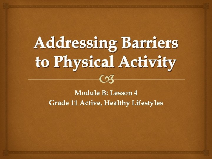 barriers to physical activity